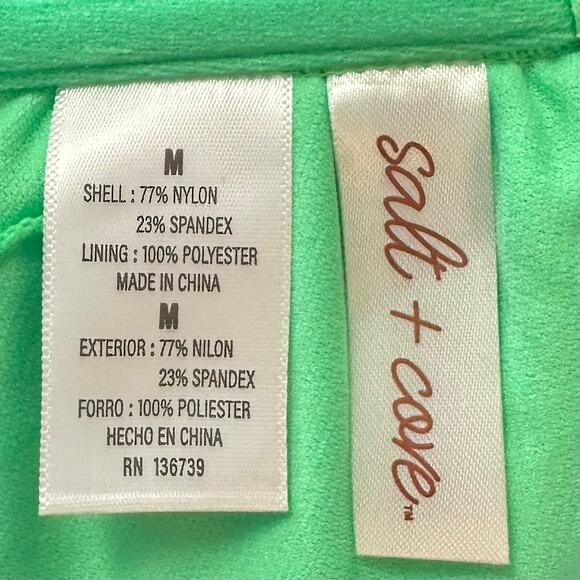 2/$15 NWT Salt + Cove Variegated Ribbed Bralette Bikini Top Green Size M - Picture 7 of 10